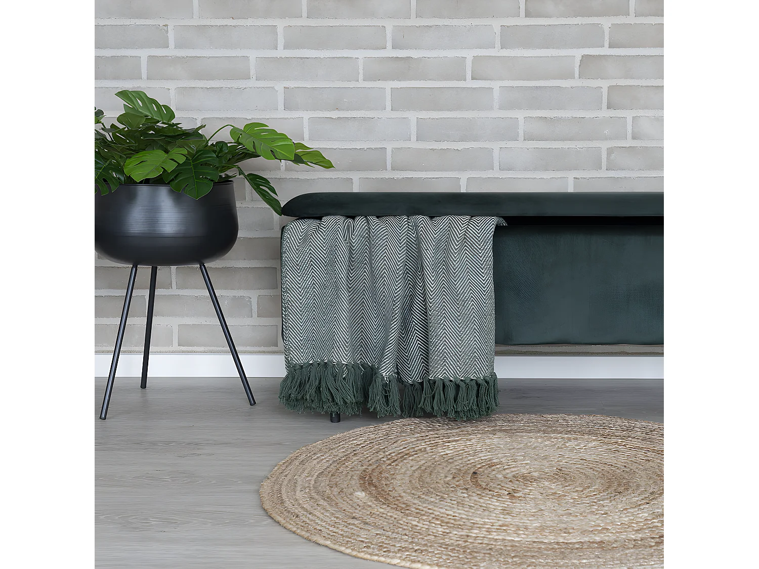 Bombay II - Tapis rond en jute -  Naturel - 150x150cm