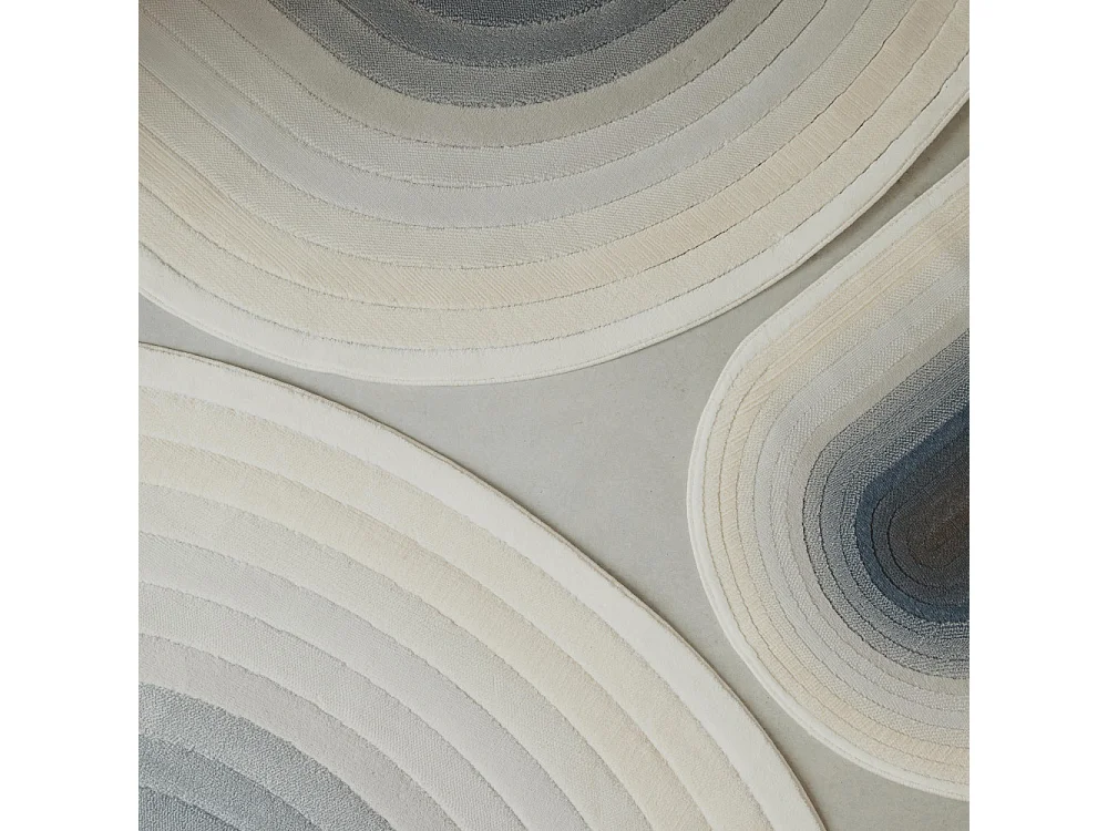 Olympic I - Tapis ovale - Couleur - Bleu / Beige, Dimensions - 200x290 cm