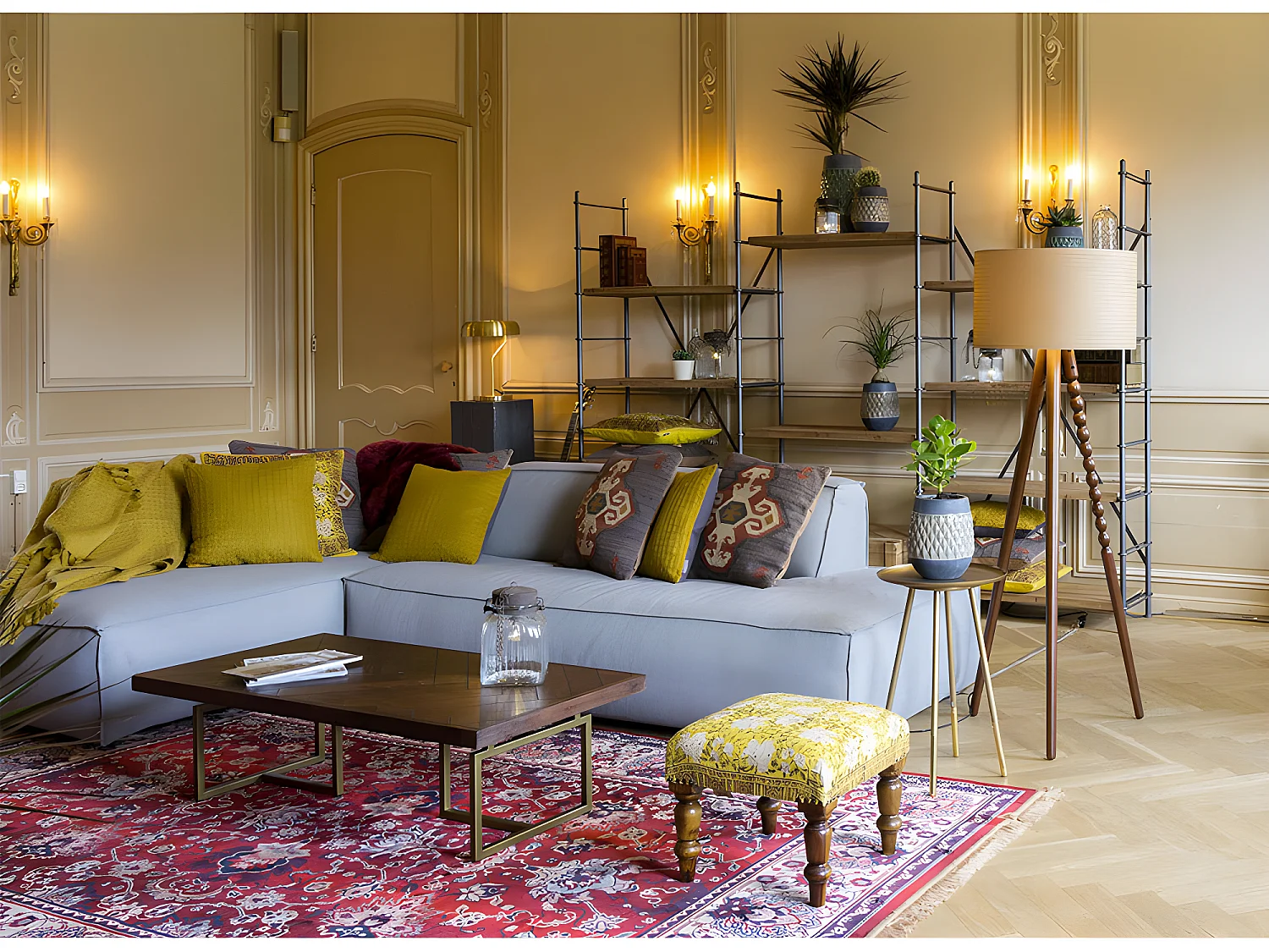 Old Bid - Tapis de salon persan -  Rouge - 170x240cm