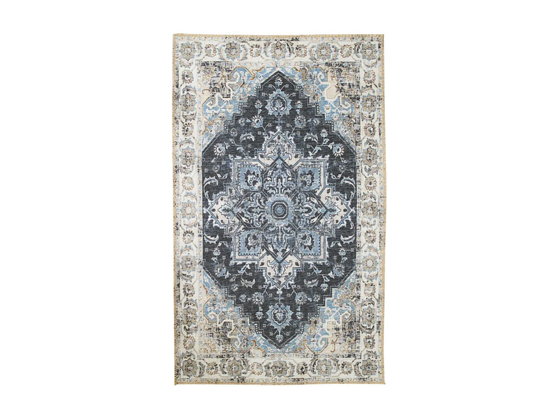 Havana III - Tapis vintage en chenille -  Bleu et beige - 160x230cm