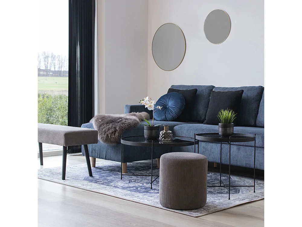 Havana III - Tapis vintage en chenille -  Bleu et beige - 160x230cm