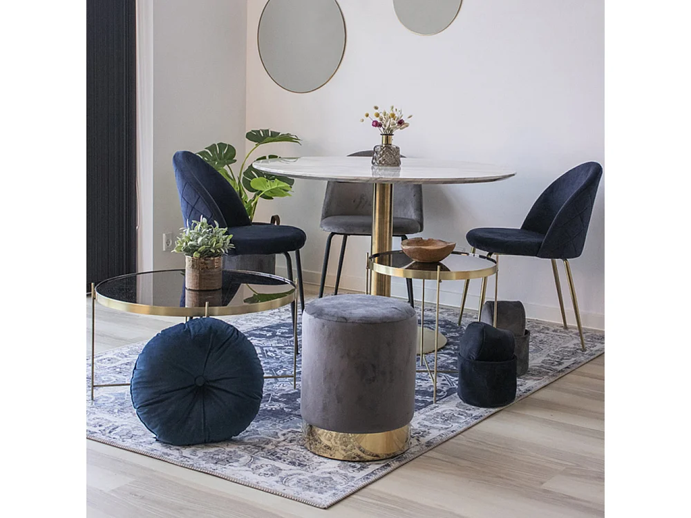 Havana III - Tapis vintage en chenille -  Bleu et beige - 160x230cm