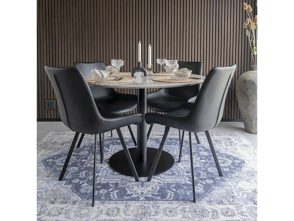 Havana III - Tapis vintage en chenille -  Bleu et beige - 160x230cm