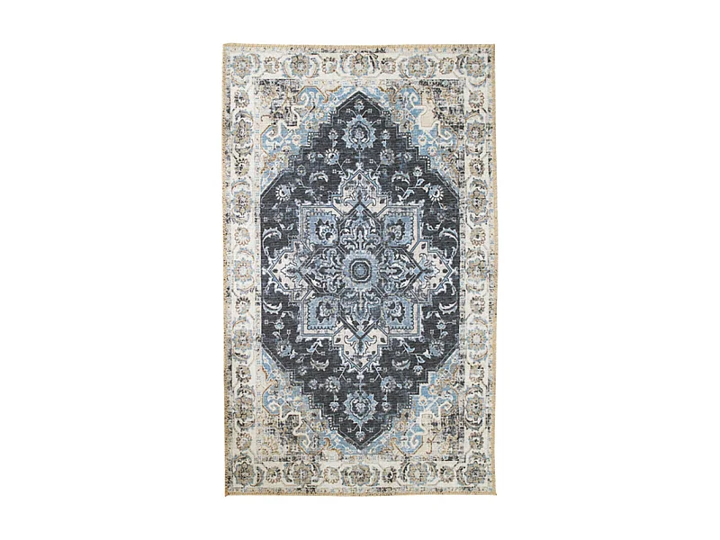 Havana III - Tapis vintage en chenille -  Bleu et beige - 160x230cm