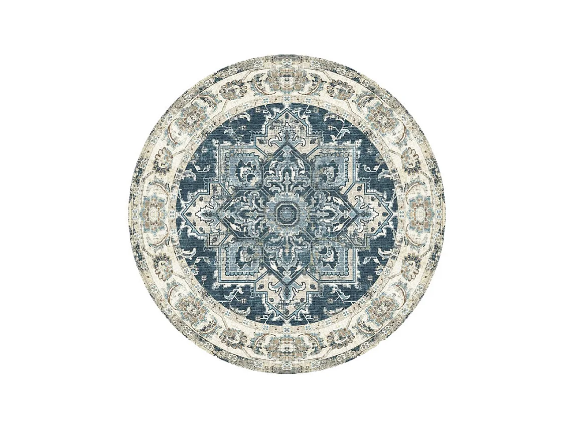 Havana V - Tapis rond en chenille -  Bleu - 200x200cm