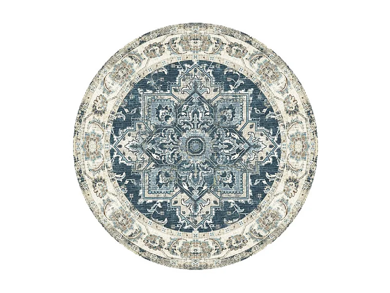 Havana V - Tapis rond en chenille -  Bleu - 200x200cm