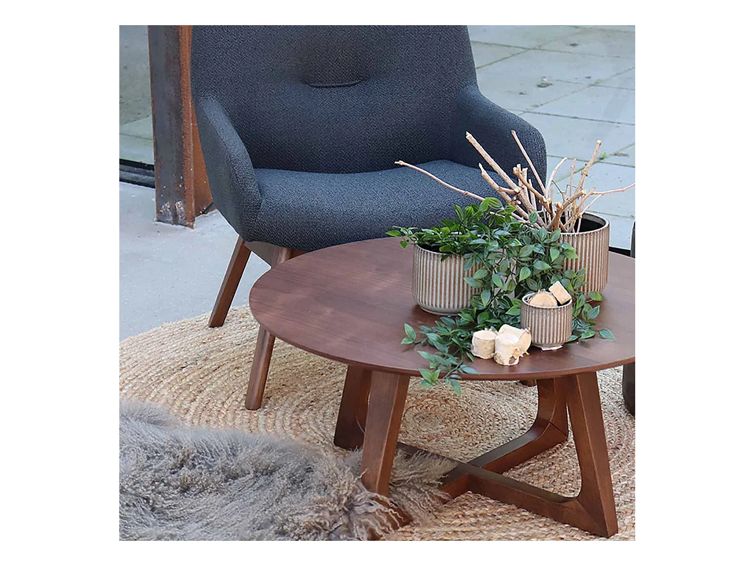 Alfombra redonda de yute natural Ø 180 cm