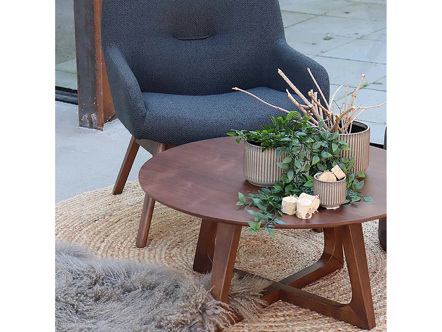 Bombay II - Tapis rond en jute -  Naturel - 180 cm x 180 cm