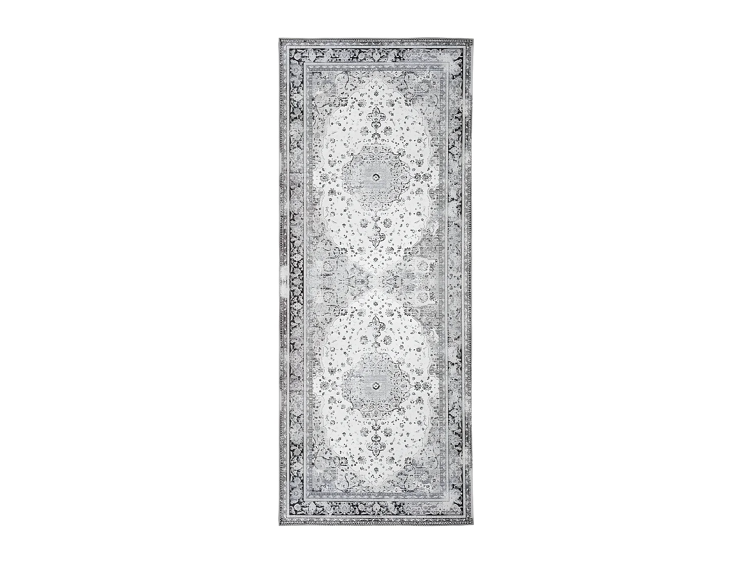 Havana VIII - Tapis de couloir vintage en chenille -  Noir et blanc - 80x200cm