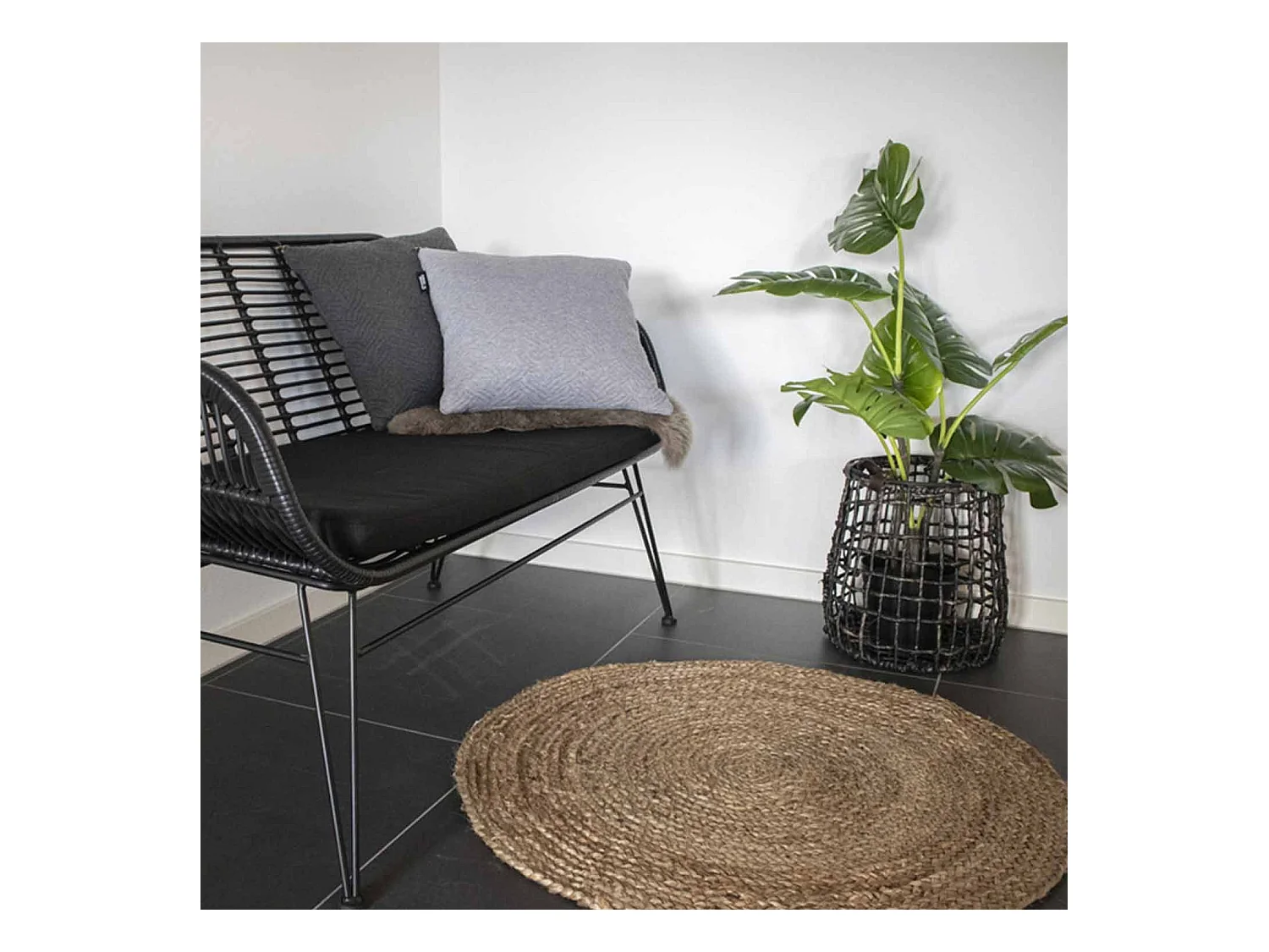 Rond natuurlijk jute vloerkleed Ø 90 cm