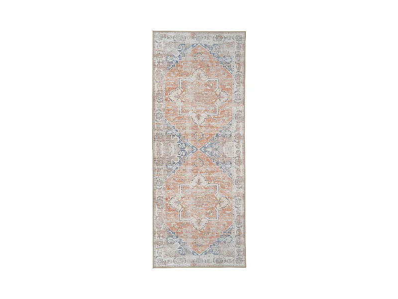 Havana I - Tapis vintage en chenille -  Orange et bleu - 80x200cm