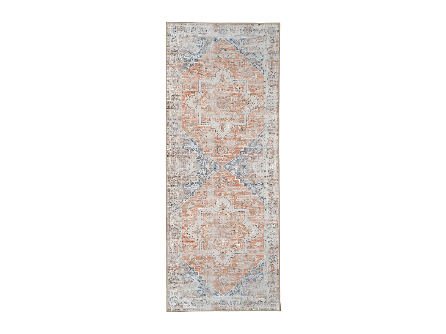 Havana I - Tapis vintage en chenille -  Orange et bleu - 80x200cm