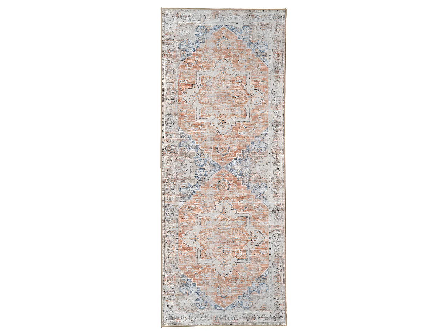 Havana I - Tapis vintage en chenille -  Orange et bleu - 80x200cm