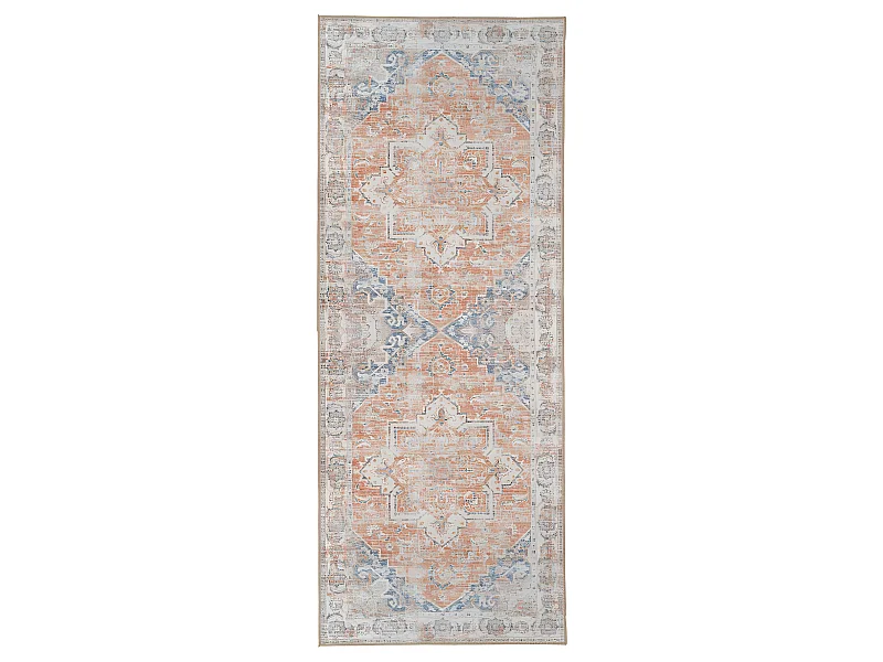 Havana I - Tapis vintage en chenille -  Orange et bleu - 80x200cm