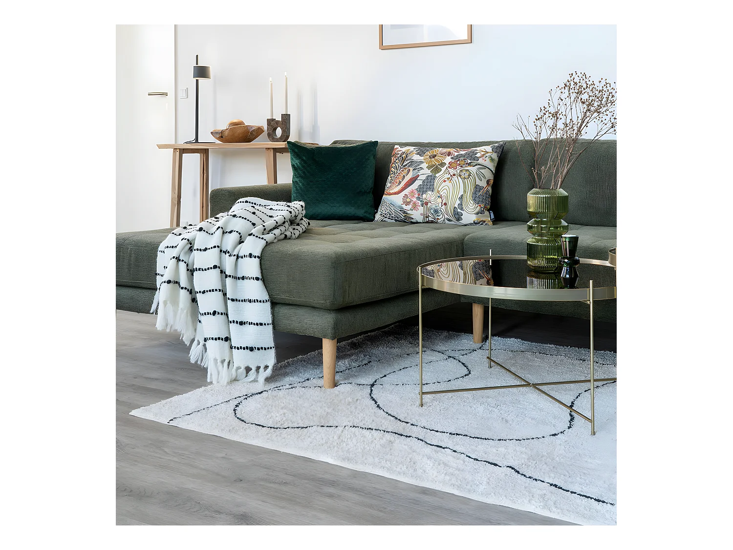 Alfombra de algodón estampado marrón claro 160 x 230 cm