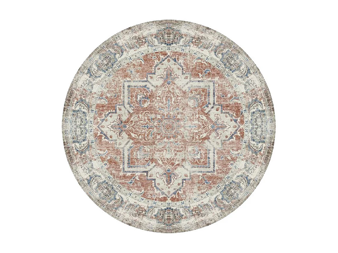 Havana vloerkleed Ø200 cm blauw,oranje.