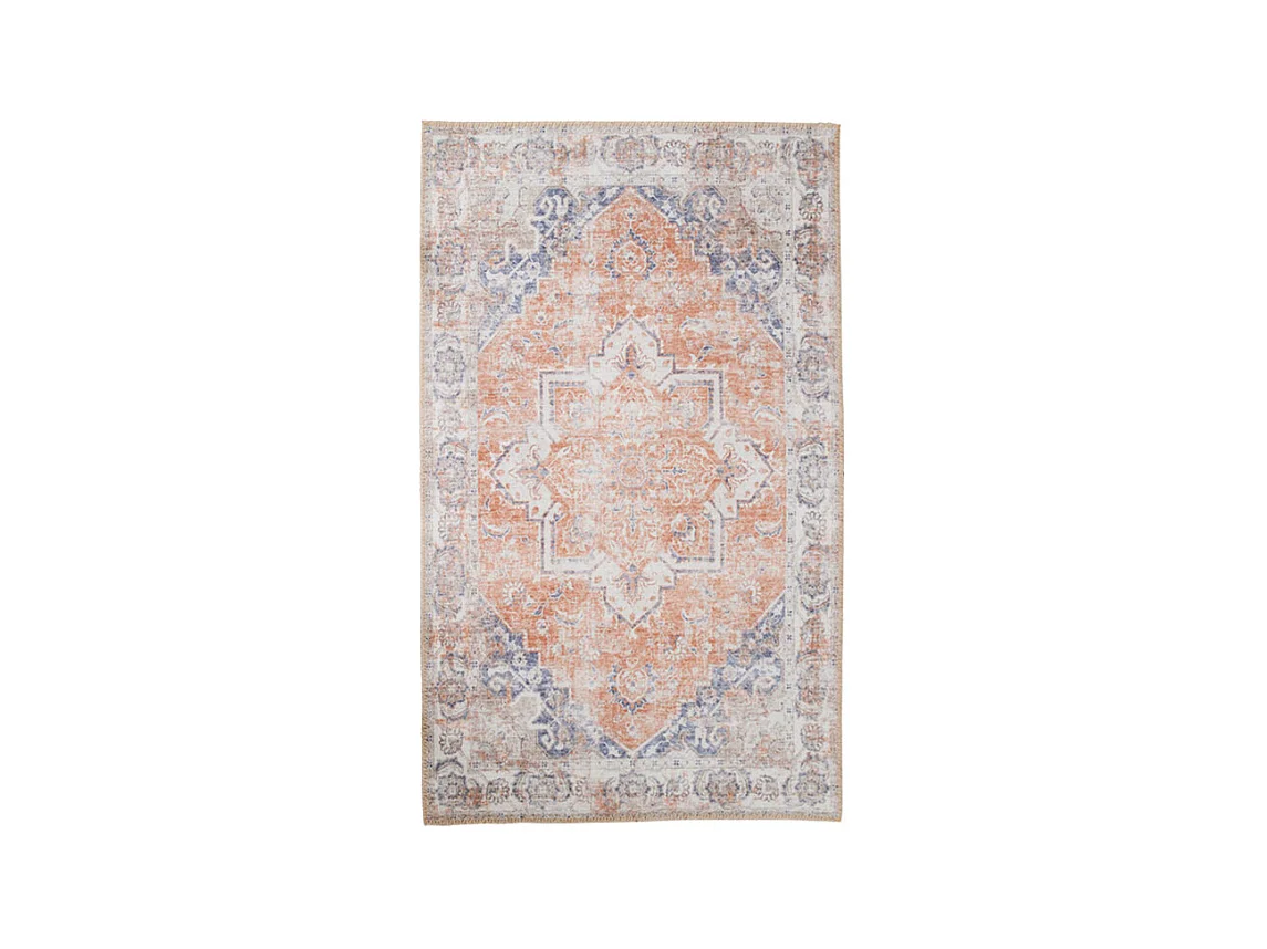 Havana I - Tapis vintage en chenille -  Orange et bleu - 160x230cm