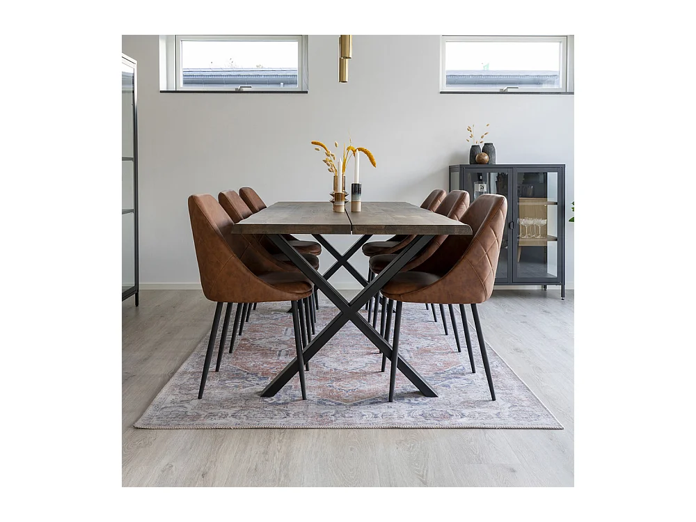 Havana I - Tapis vintage en chenille -  Orange et bleu - 160x230cm