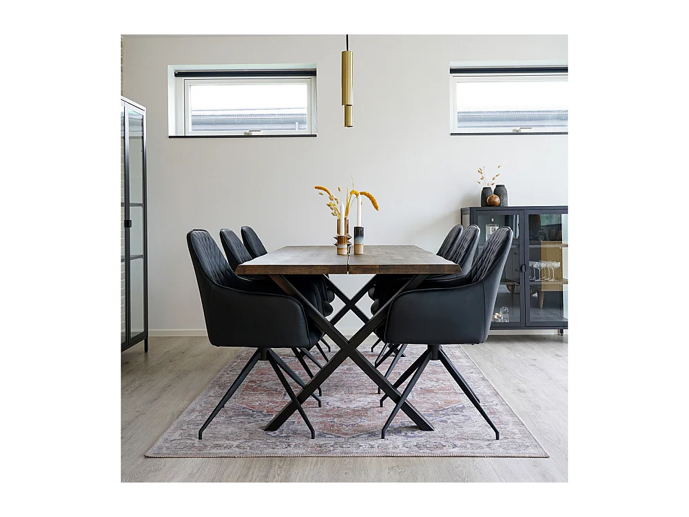 Havana I - Tapis vintage en chenille -  Orange et bleu - 160x230cm