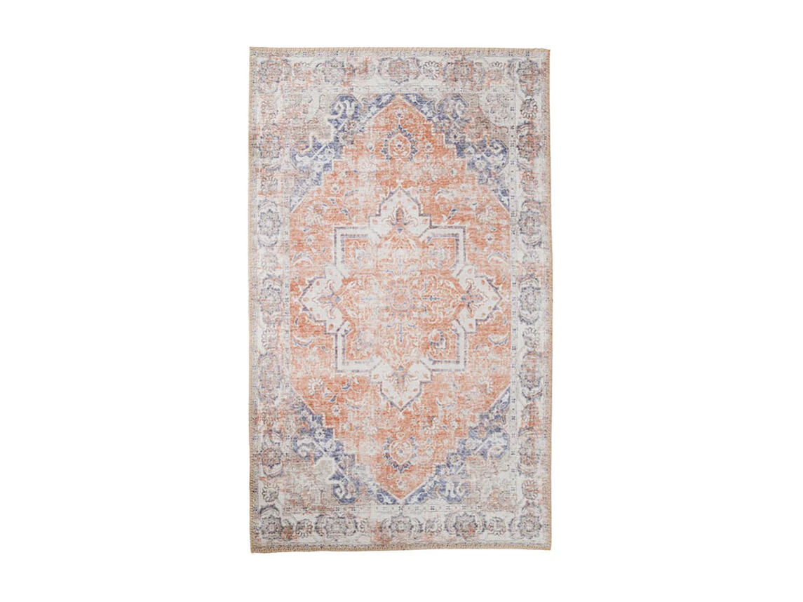 Havana I - Tapis vintage en chenille -  Orange et bleu - 160x230cm