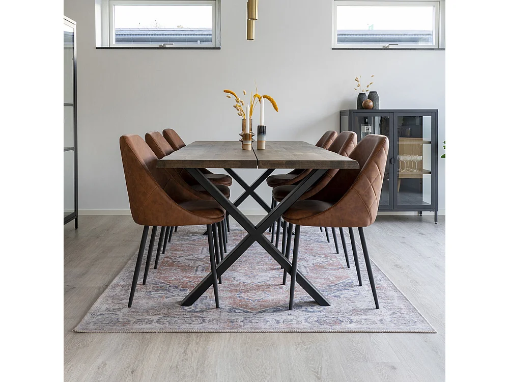 Havana I - Tapis vintage en chenille -  Orange et bleu - 160x230cm