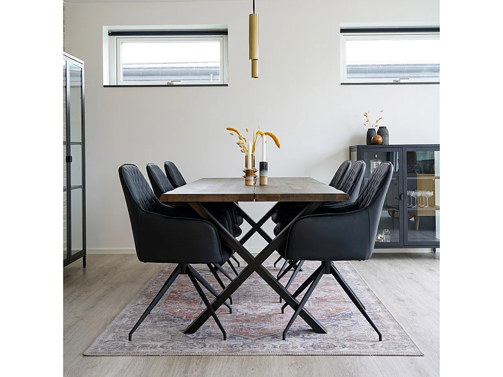 Havana I - Tapis vintage en chenille -  Orange et bleu - 160x230cm