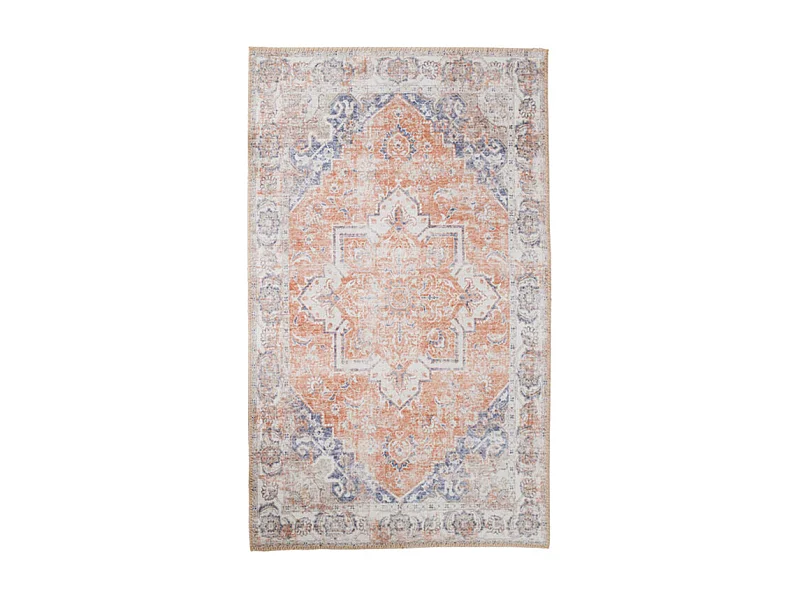 Havana I - Tapis vintage en chenille -  Orange et bleu - 160x230cm