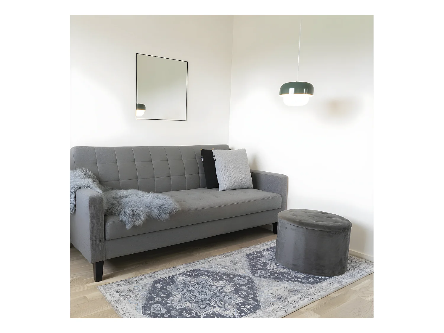 Havana III - Tapis vintage en chenille -  Bleu et beige - 80x200cm