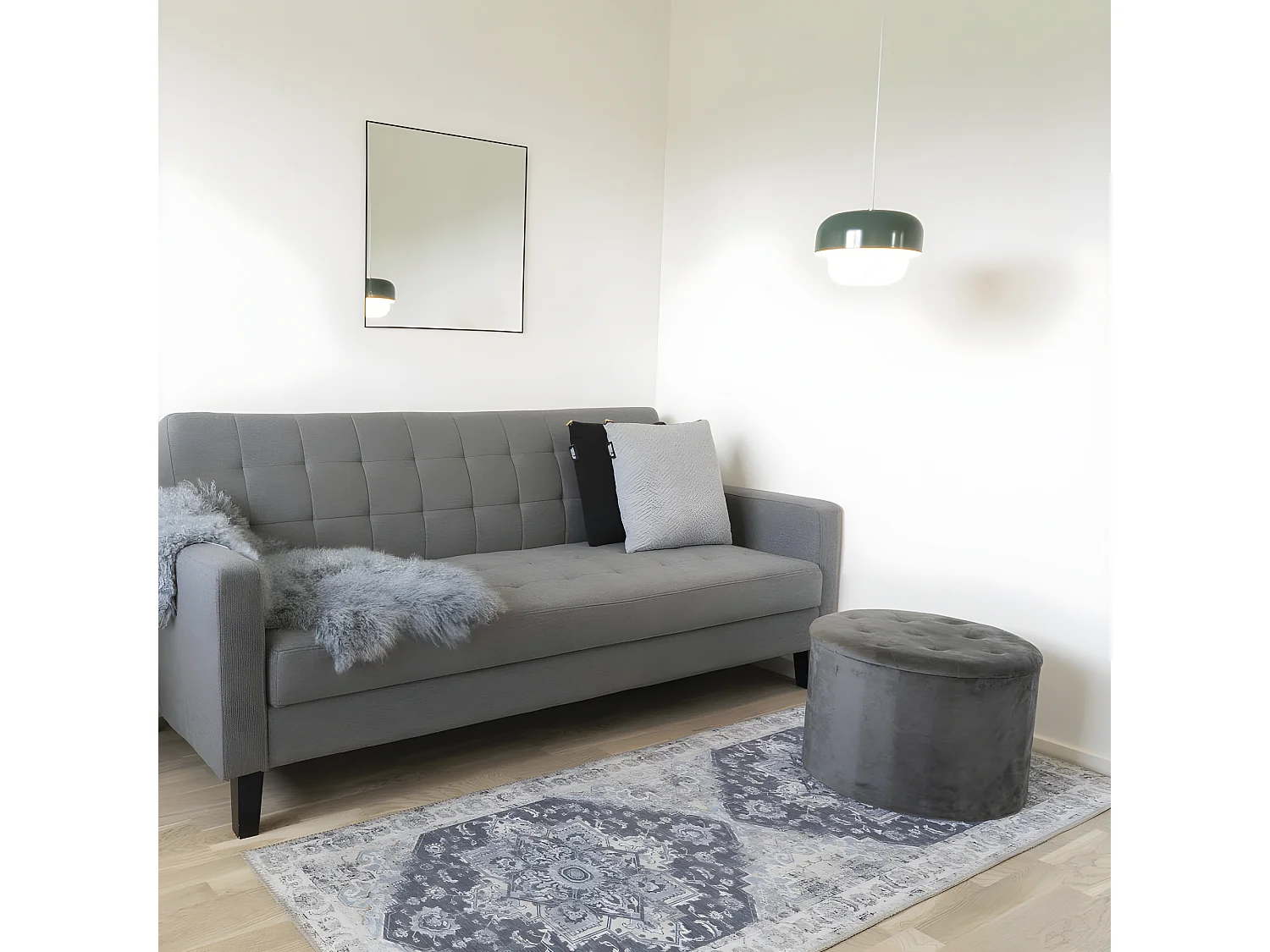 Havana III - Tapis vintage en chenille -  Bleu et beige - 80x200cm