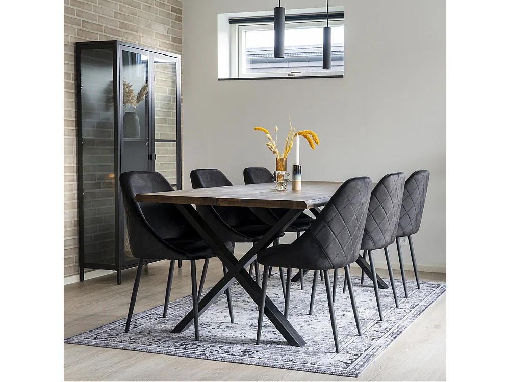 Havana - Tapis vintage en chenille noir et blanc - Couleur - Noir / Blanc, Dimensions - 160x230 cm