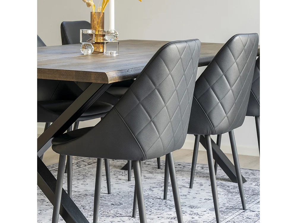 Havana - Tapis vintage en chenille noir et blanc - Couleur - Noir / Blanc, Dimensions - 160x230 cm