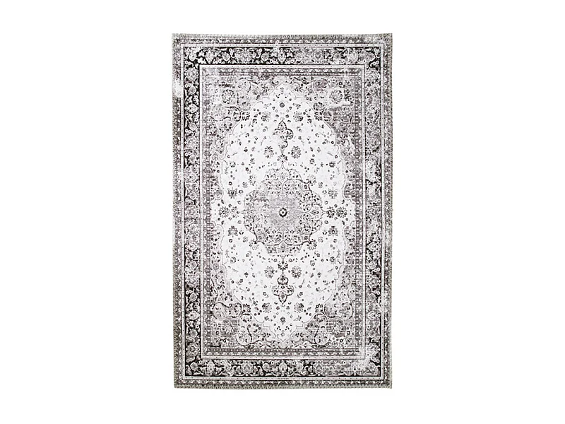 Havana - Tapis vintage en chenille noir et blanc - Couleur - Noir / Blanc, Dimensions - 160x230 cm