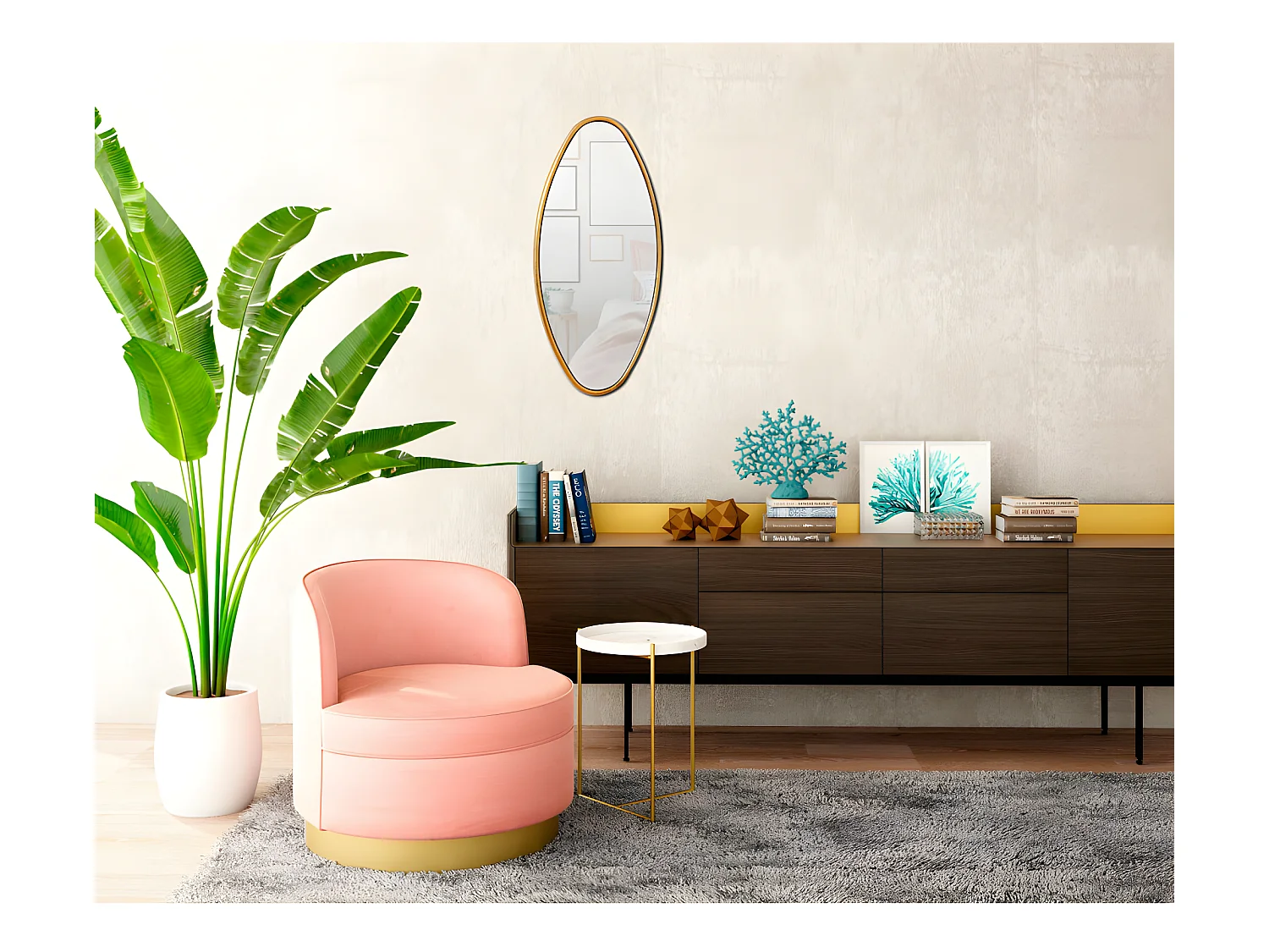 Emée - Miroir ovale 30x60 cm - Or