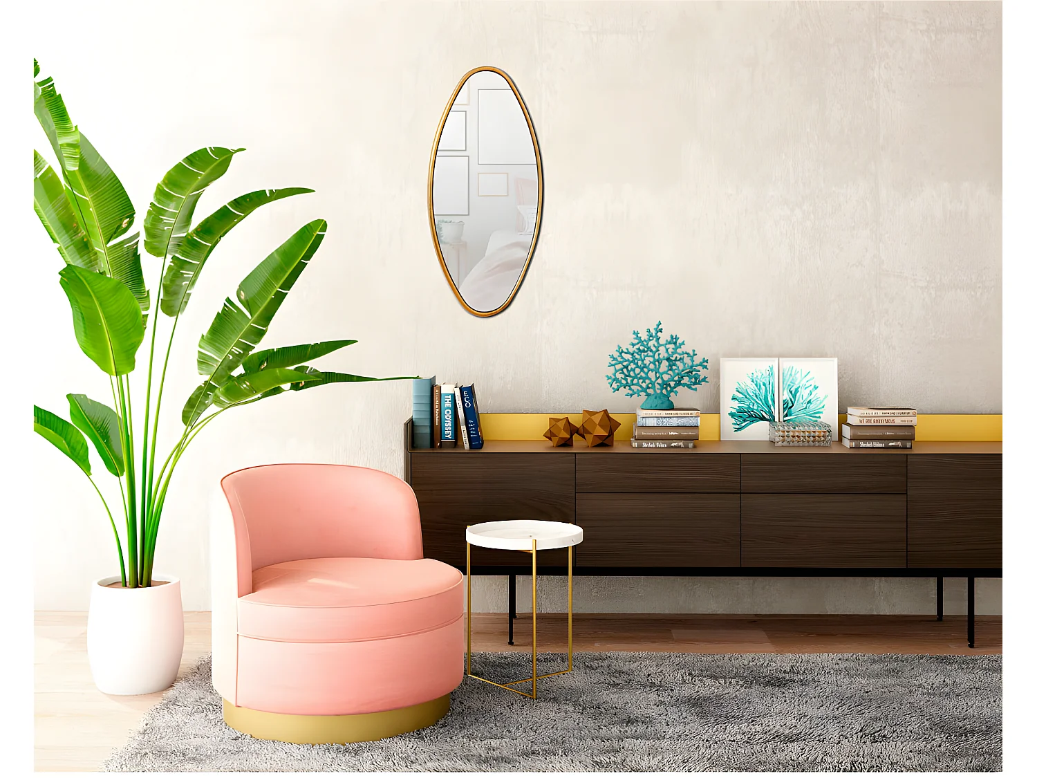 Emée - Miroir ovale 30x60 cm - Or