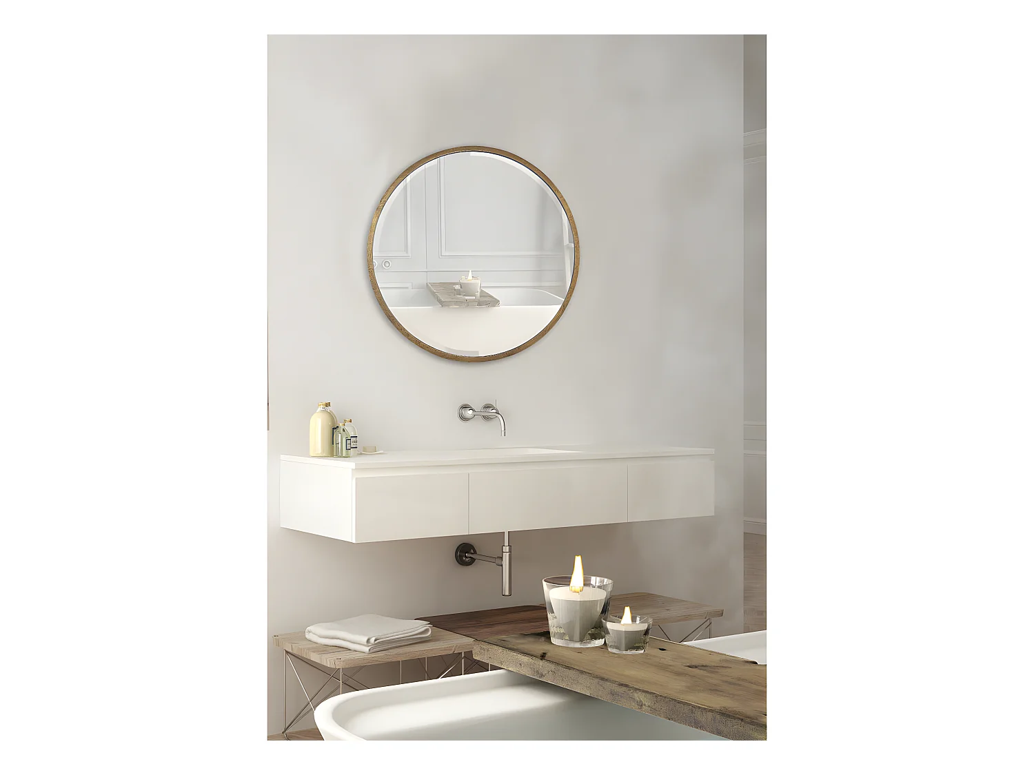 Ardes - Miroir rond en métal ø100 cm - Couleur - Or