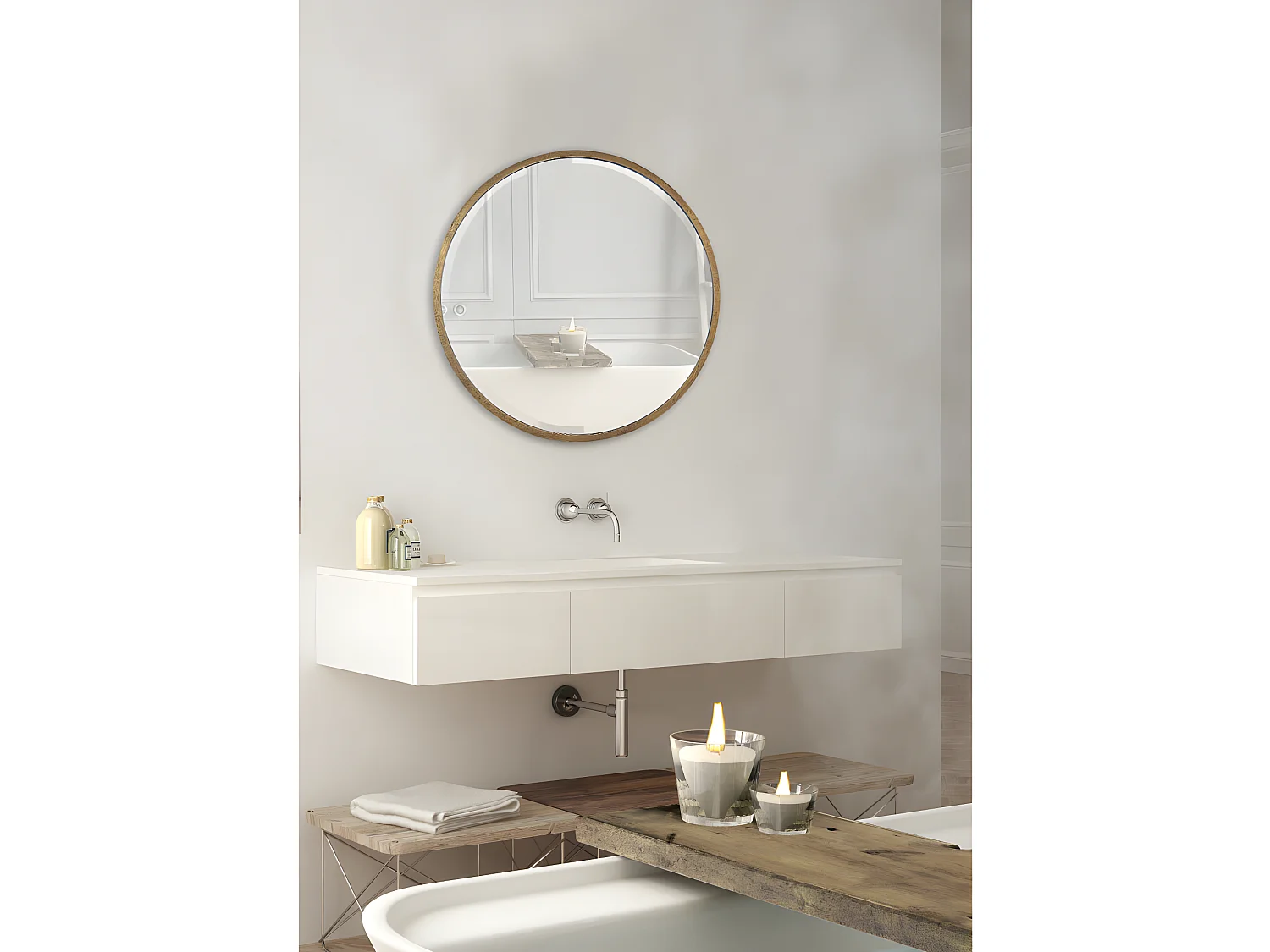 Ardes - Miroir rond en métal ø100 cm - Couleur - Or