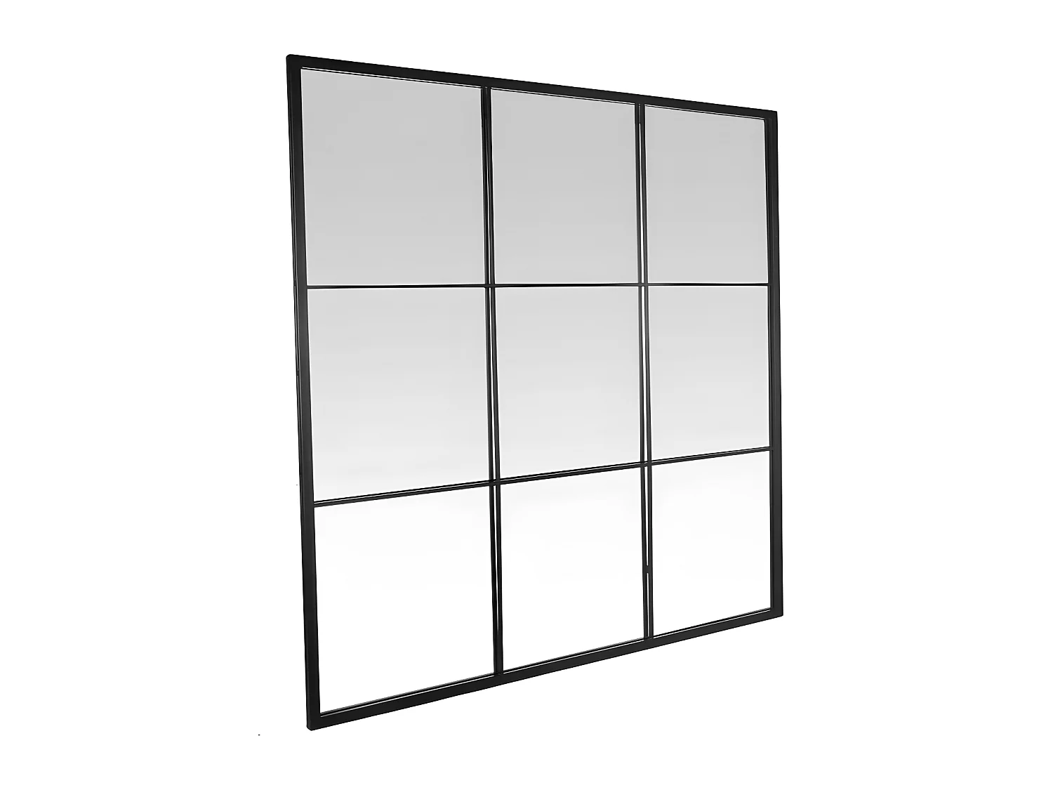 Jules - Miroir fenêtre style industriel 100x100 - Couleur - Noir