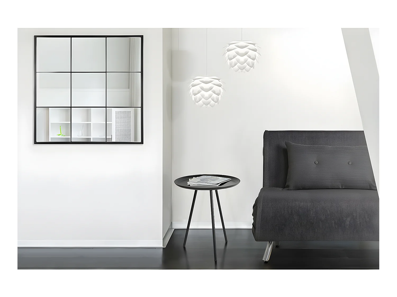 Jules - Miroir fenêtre style industriel 100x100 - Couleur - Noir