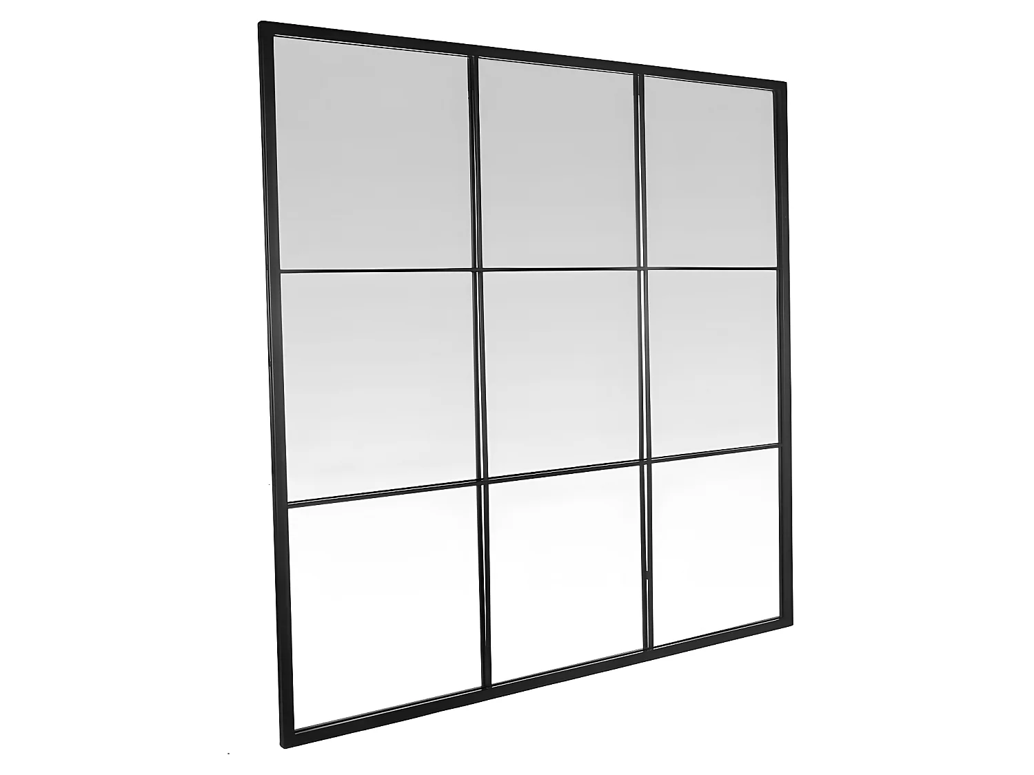 Jules - Miroir fenêtre style industriel 100x100 - Couleur - Noir