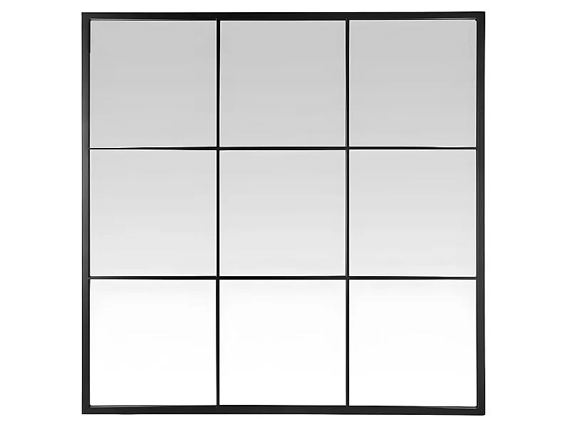 Jules - Miroir fenêtre style industriel 100x100 - Couleur - Noir