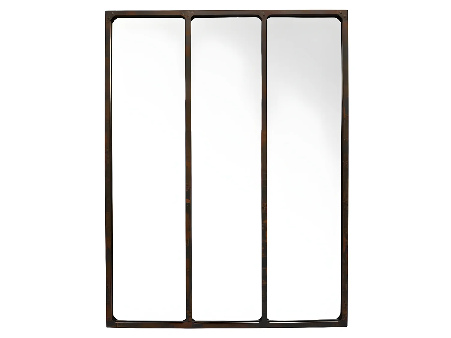Léon - Miroir verrière style industriel 90x120 - Métal oxydé