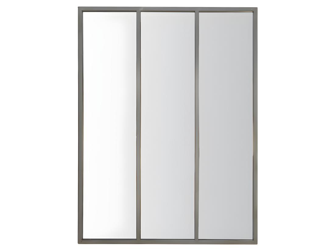 vente unique Léon - Miroir verrière style industriel 90x120 : Couleur - Argent