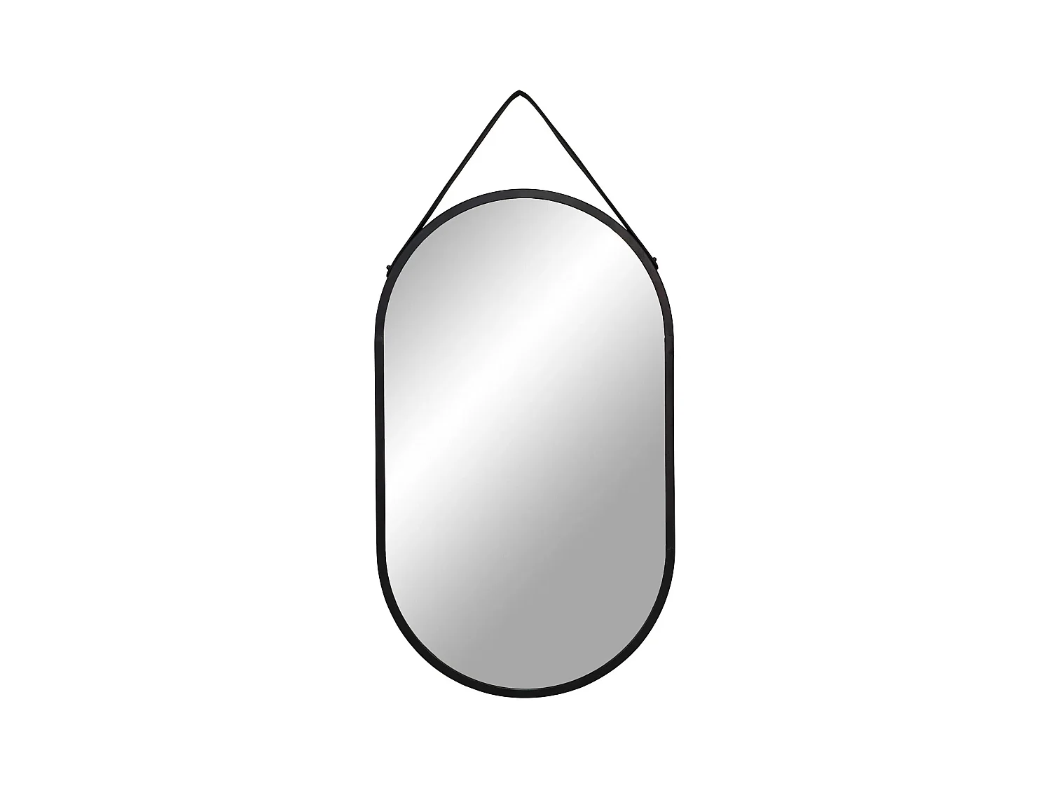 Miroir mural oval en métal noir TRAPANI – L 35 x H 60cm