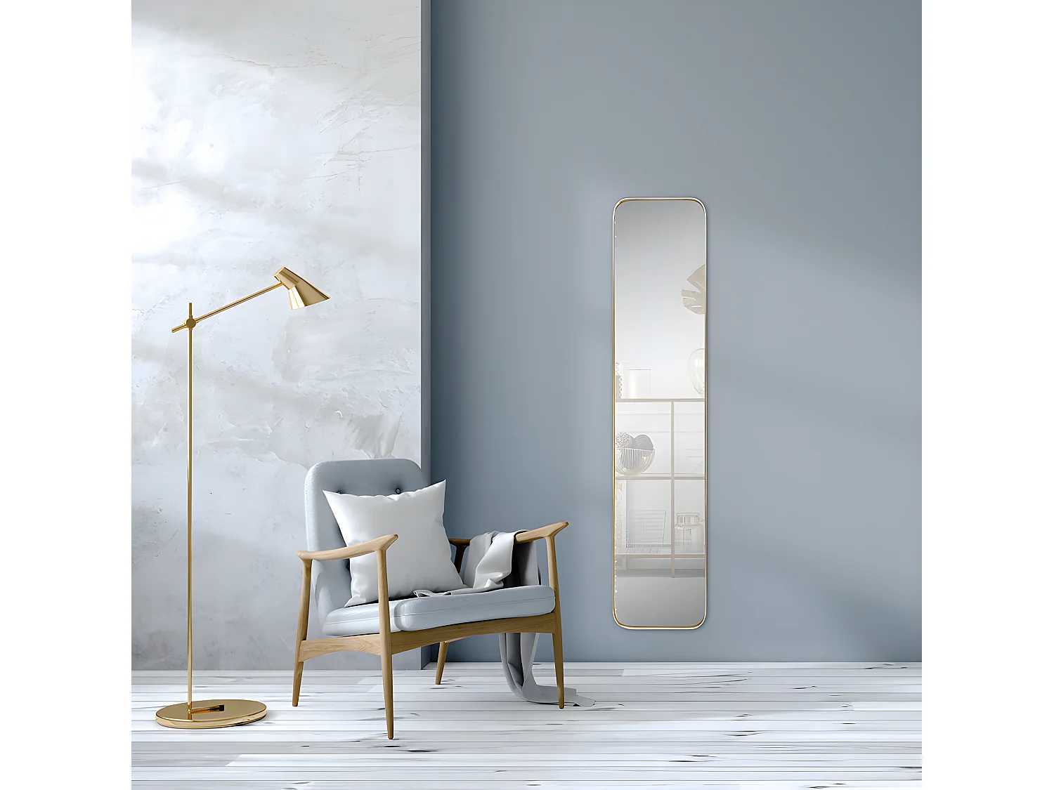 Isis - Miroir rectangulaire 30x140cm - Or