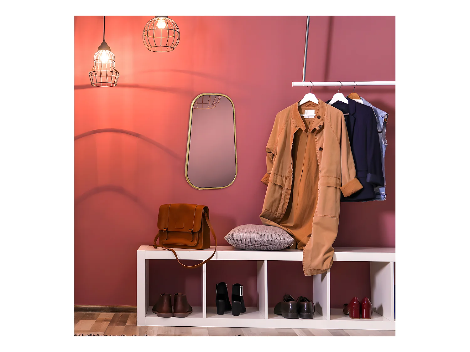 Jully - Miroir en métal 30x52 cm - Couleur - Or