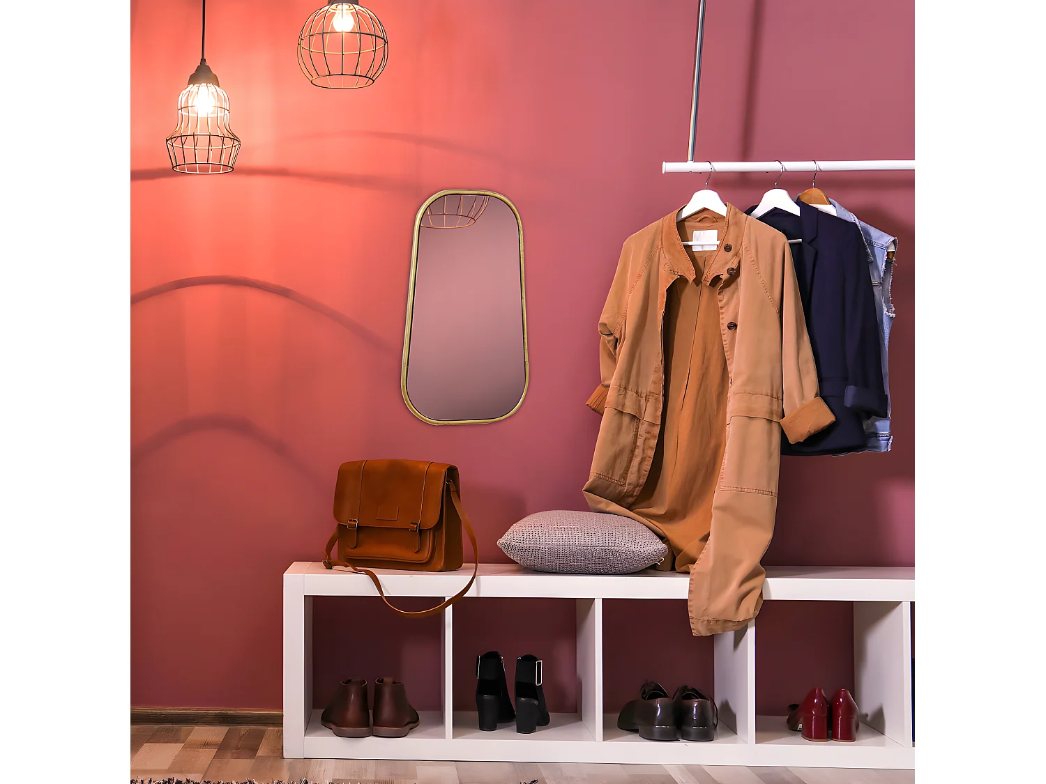 Jully - Miroir en métal 30x52 cm - Couleur - Or