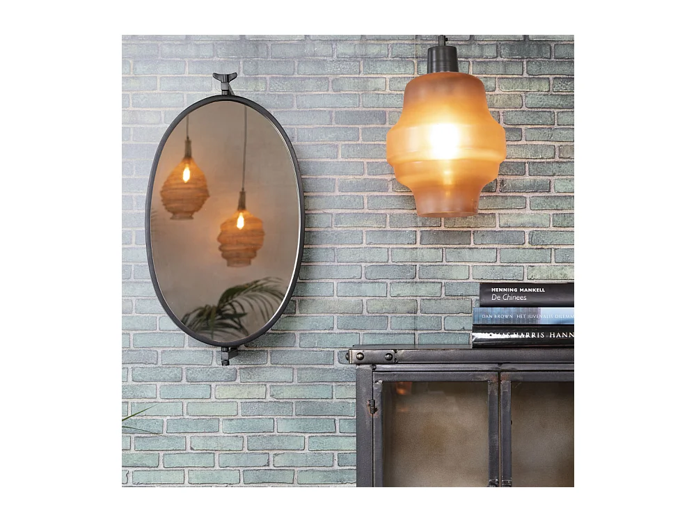 Lara - Miroir ovale en métal - Noir