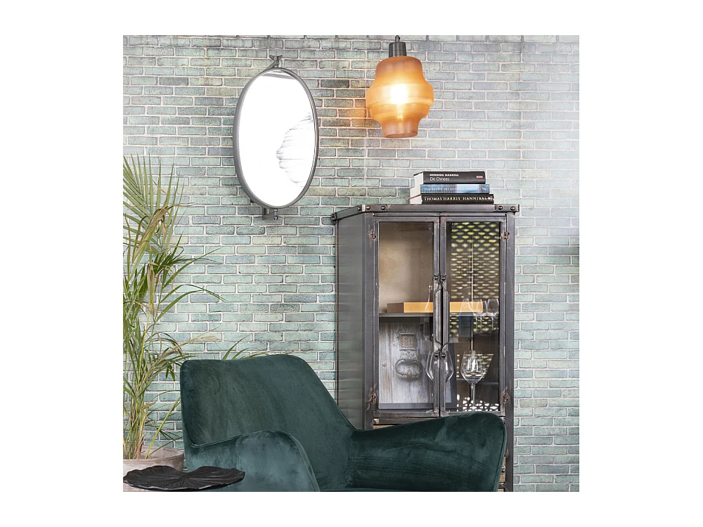 Lara - Miroir ovale en métal - Noir