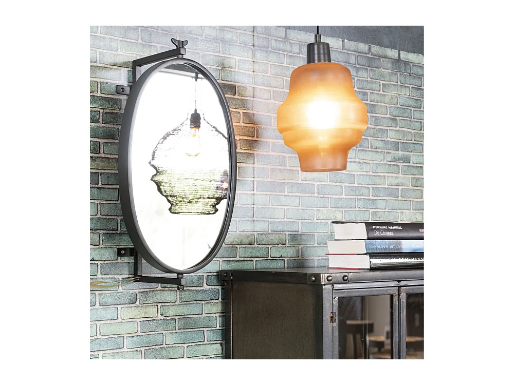 Lara - Miroir ovale en métal - Noir