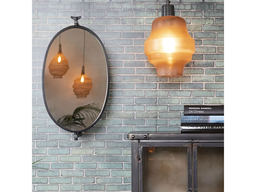 Lara - Miroir ovale en métal - Noir